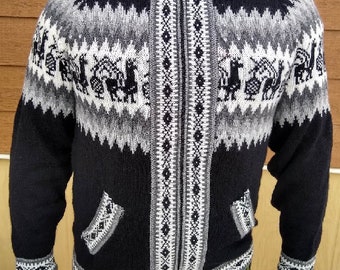 Bunter Alpaka-Sweater-Hoodie