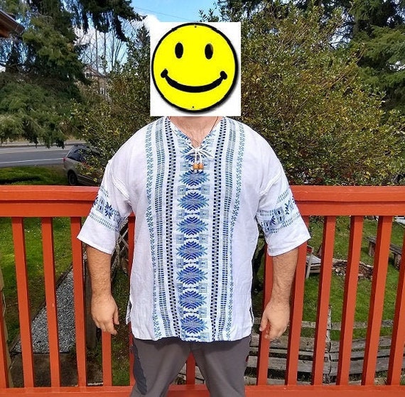 Funky embroidery pattern thick cotton shirt!