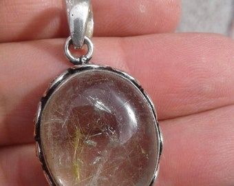 Rutilated Quartz Pendant set in German silver