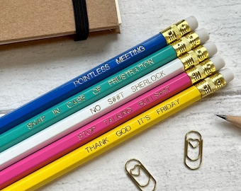 Sarcastic Work Place Inspired Pencil Set - Work Secret Santa Gift - Colleague Present