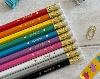 Personalised 10 Pack of Graphite HB Pencils, Customised Name pencils