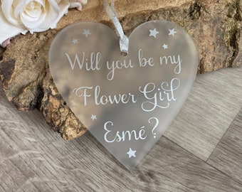 Will You Be My Bridesmaid Hanging Heart, Maid of Honour Gift, Bridesmaid Gift, Flower Girl, Wedding Keepsake