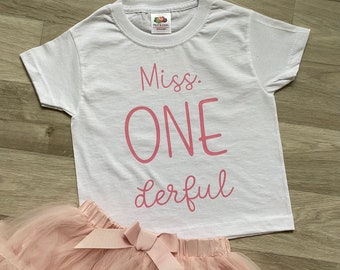 Miss ONE derful Birthday T-shirt, 1st, First Birthday Outfit