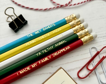 Home Alone Christmas Pencil Set: Gold Foil Movie Quotes