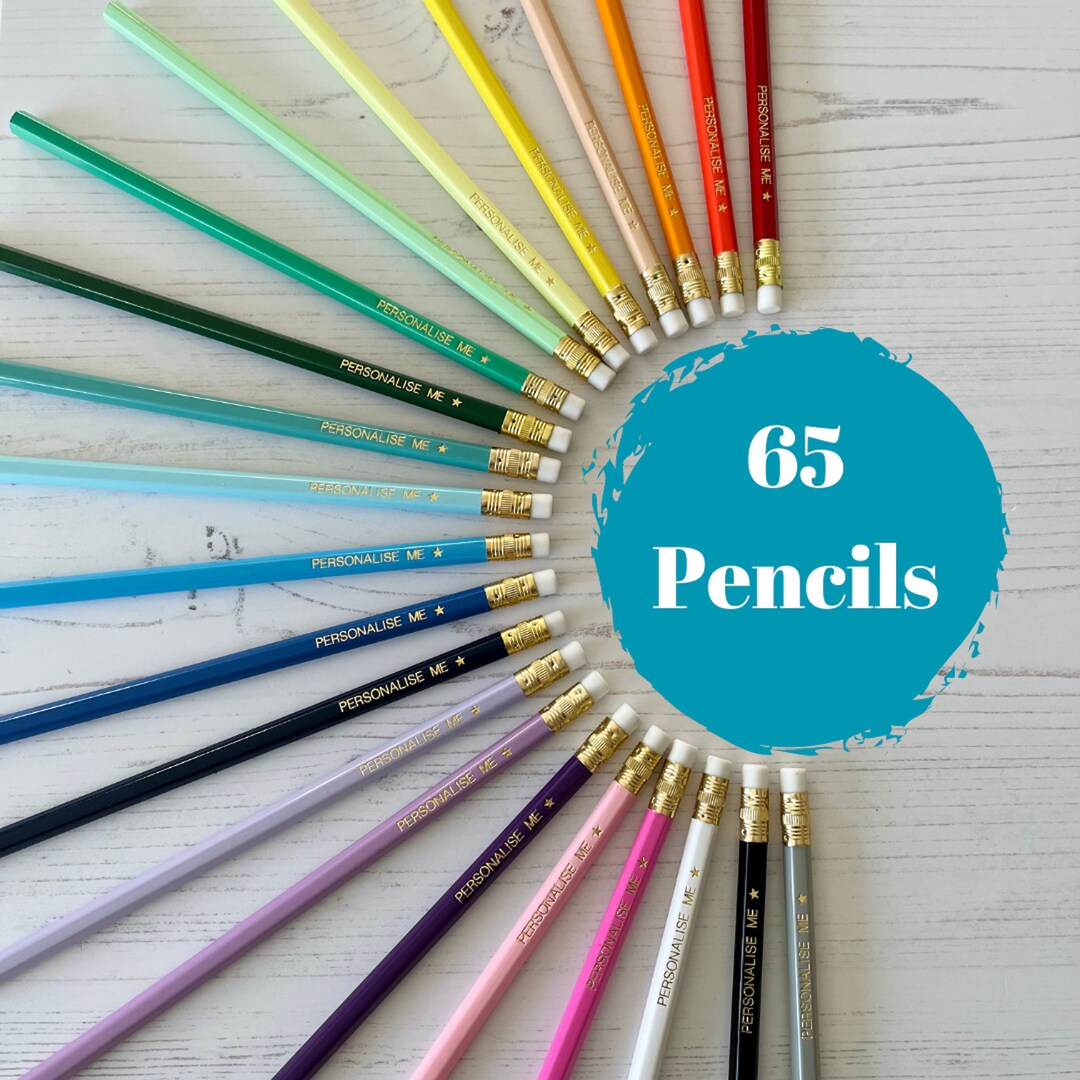 set-of-65-personalised-pencils-bulk-customised-pencil-set-etsy