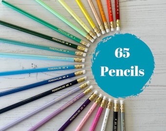 Set of 65 Personalised Pencils - Bulk Customised Pencil Set