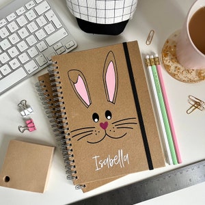 A5 Bunny Ears Personalised Notebook, Easter Gift,