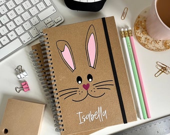 A5 Bunny Ears Personalised Notebook, Easter Gift,