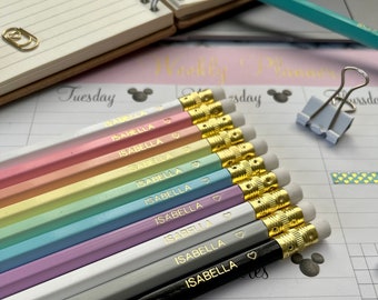 Personalised Pastel Graphite HB Pencil 10 Pack, Customised Name pencils