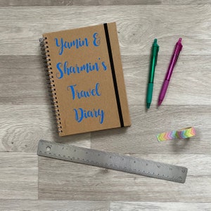 A5/A6 Personalised Spiral Bound Hard backed Lined Notebook, Left Handed Notebook Blue