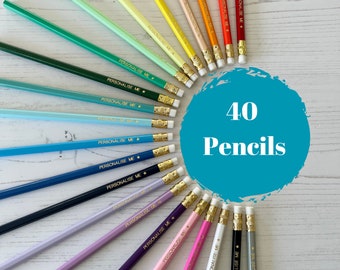 Set of 40 Personalised Pencils - Bulk Customised Pencil Set