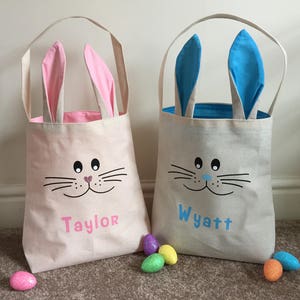 Super Cute Personalised Bunny Easter Bag, Egg Hunt Basket, Easter 2024