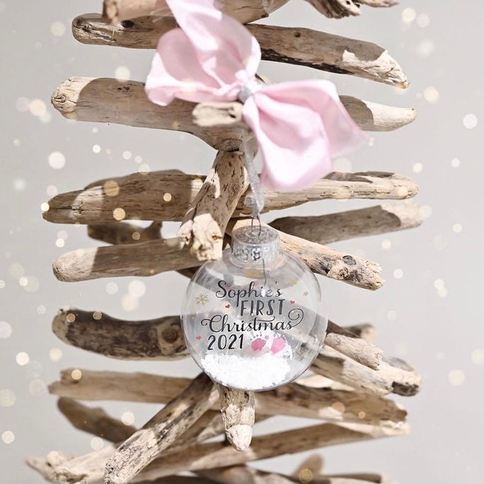 Personalised Baby's First Christmas Bauble 2025, 1st Christmas Ornament