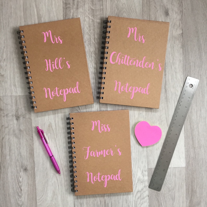 A5/A6 Personalised Spiral Bound Hard backed Lined Notebook, Left Handed Notebook Pink