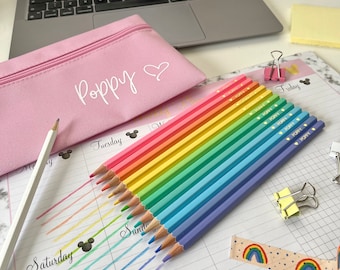 Personalised Pastel Colouring Pencil Set, Customised Children's Name Pencils