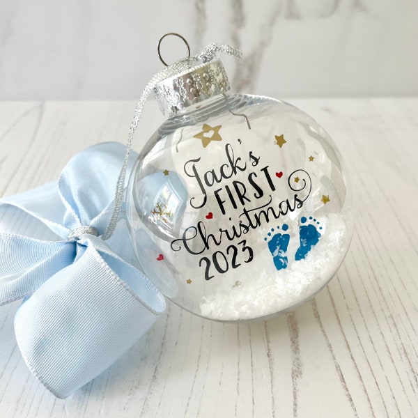 Personalised Baby's First Christmas Bauble 2023, 1st Christmas Ornament