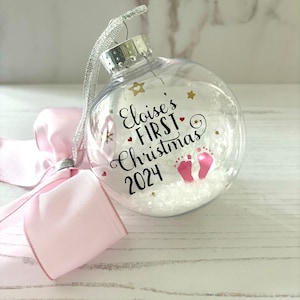 Personalised Baby&#39;s First Christmas Bauble 2025, 1st Christmas Ornament