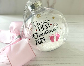 Personalised Baby's First Christmas Bauble 2025, 1st Christmas Ornament