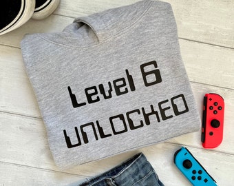 Level 6 Unlocked, 6th Birthday Hoodie, Sixth Birthday Gamer Hoodie