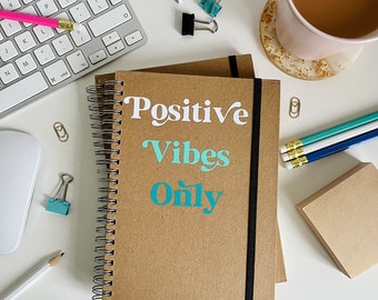 Positive Vibes Only Notebook & Optional HB Pencil Set - Letter Box Gift - Positive Mindset