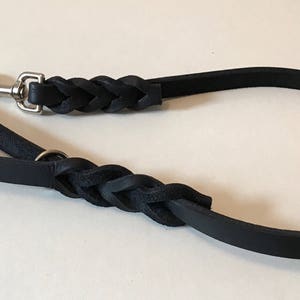 Strong Black Plaited Strong English Leather Dog Lead For Large Dogs. 60cm (1ft 12”) x 16mm Wide