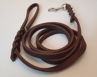 100cm Handmade Brown Leather Dog Lead: Plaited Strong Design, Any Breed 3ft3