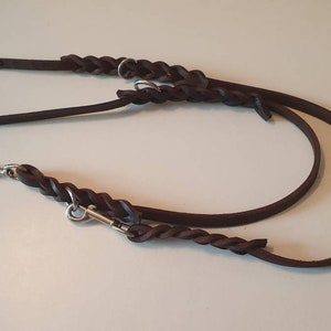 185cm (6ft) x 12mm Wide Plaited Leather Adjustable Dog Lead Training/Multifunctional Lead