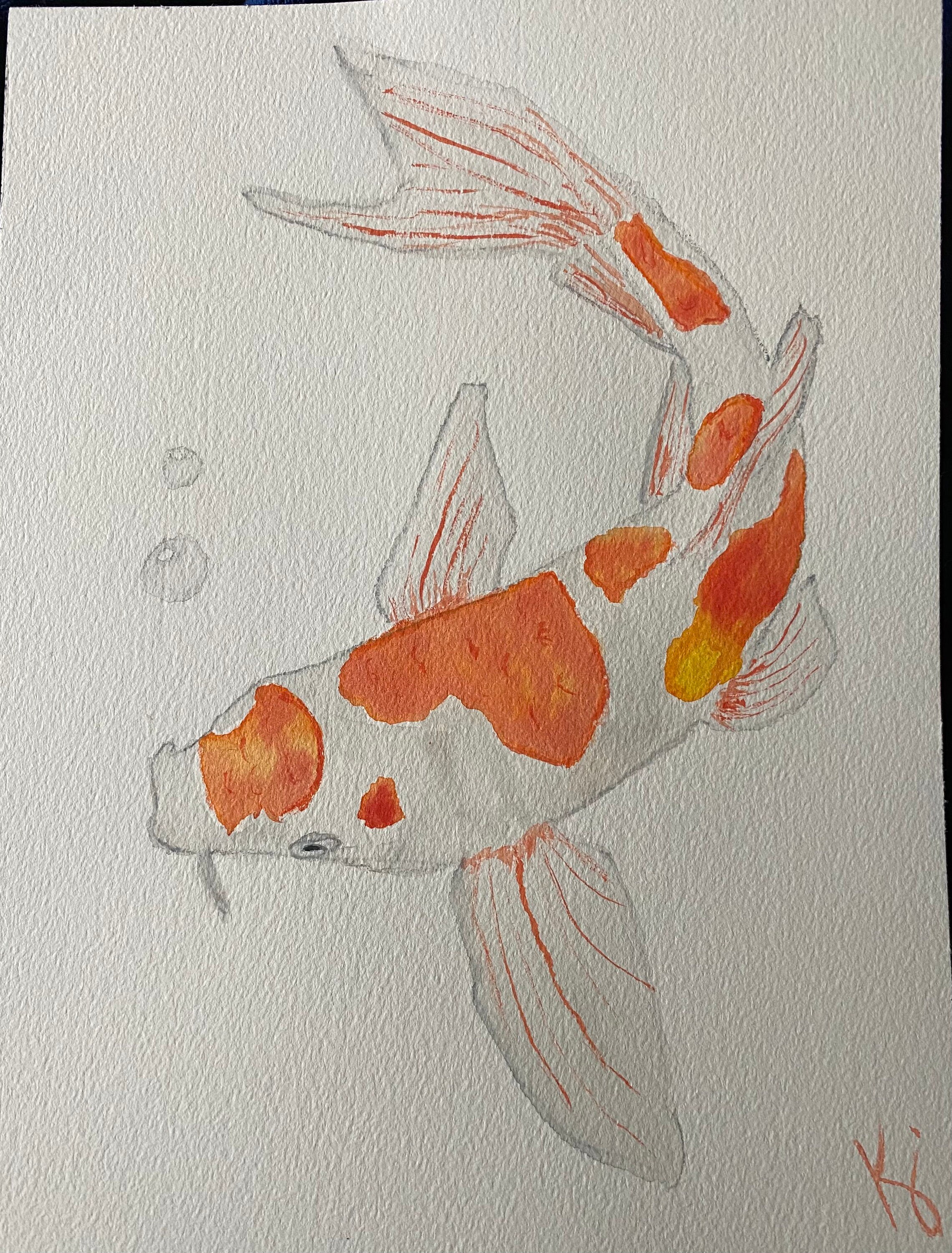 Wee Blue Coo Japanische Koi-Fische Weihnachtskarte – Aquarell Design, 17,5x12,5 Cm