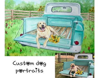 Retrato personalizado de perro en acuarela, arte conmemorativo para mascotas.