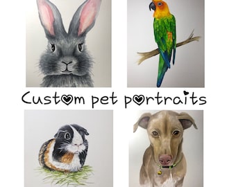 Retrato personalizado de tu mascota en acuarela, regalo para recordar a tu mascota que ha perdido a una mascota.