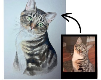 Retrato personalizado de gato, pintura de mascotas en acuarela, regalo para recordar a una mascota que ha perdido a su mascota.