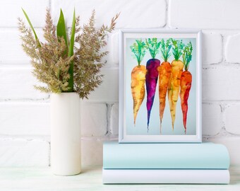 Pintura de acuarela de zanahorias