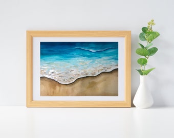 Pintura de acuarela de Wave on Shore
