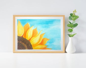 Pintura de acuarela de girasol