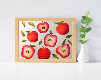 Pintura de acuarela de manzanas