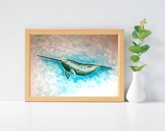 Pintura de acuarela de Narwhal