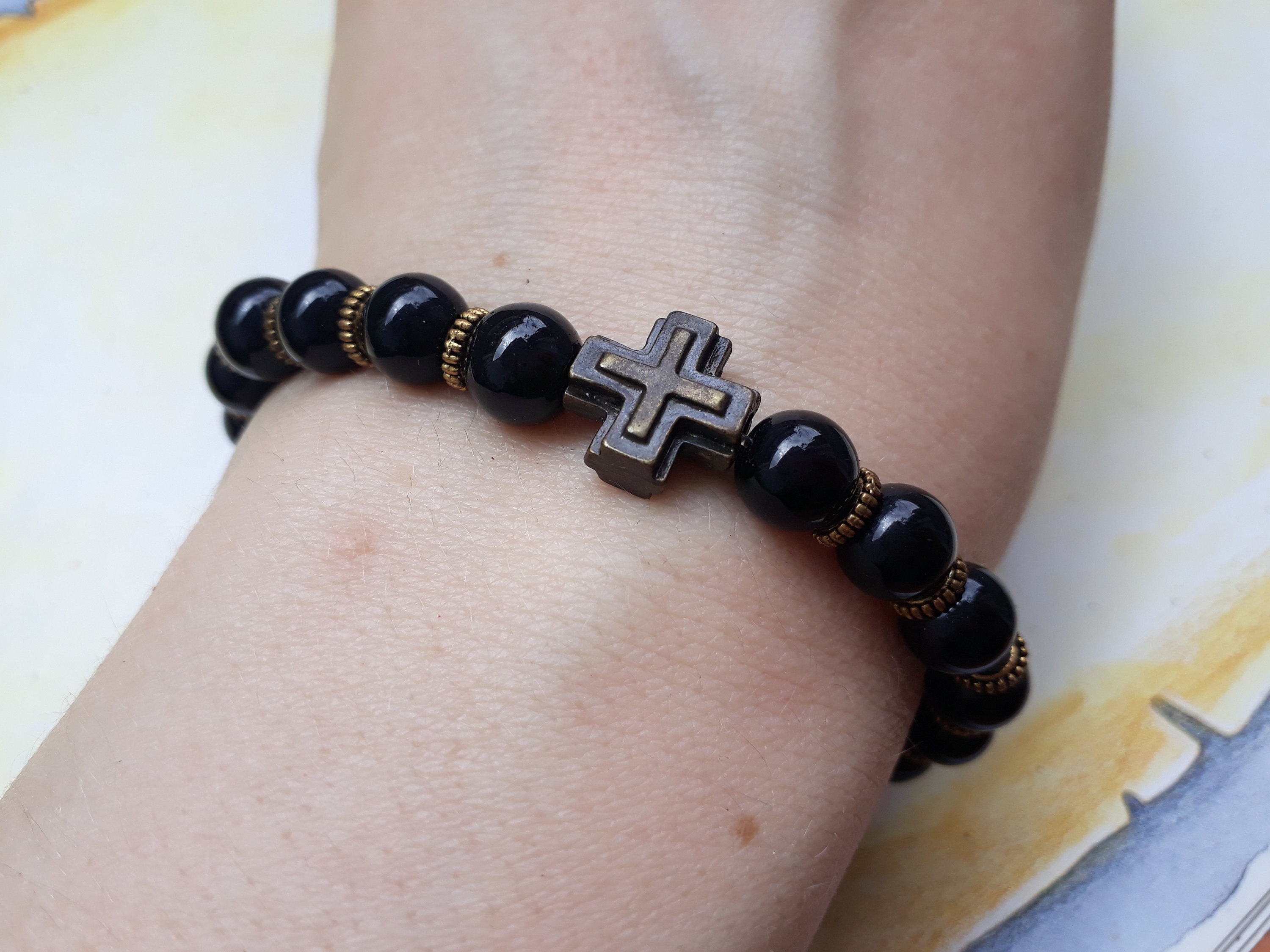 16cm wrist 8mm Onyx prayer bracelet Orthodox christian chotki Etsy