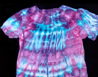 Tie-Dye T Shirt Size 4T-5T Ice-Dye Hand Dyed Toddler Geranimals Blue Purple Pink