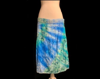 Tie-Dye Women's Skirt Size XL Blue Green Corner Spiral Skirt Knee Length Studio West