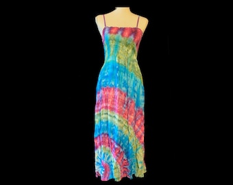 Tie-Dye Women/'s Skirt Size Large Blue Turquoise Tan Handmade with Embroidery Long Skirt