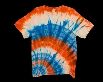 Tie-Dye Unisex T Shirt Size Large  Red, White, Blue Corner Spiral Ice-Dye Gildan T-Shirt Patriotic Flag Freedom