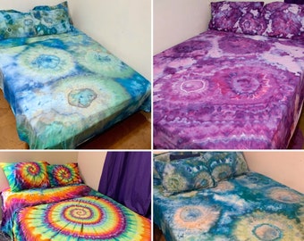 Custom Ice-Dyed Sheet Set Three Sizes Available Choose Your Colors and Design