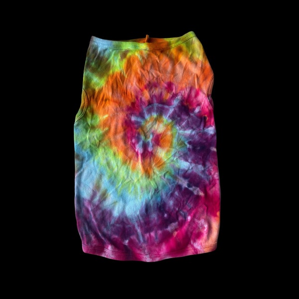 Tie Dye Dog Shirt Tie-Dye Dog Clothing Tank Top Pet Shirt Rainbow Spiral Size 2XL Ice-Dye