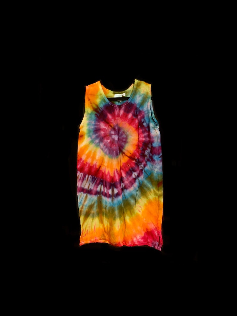 Tie-Dye Toddler Dress 4 Hand Dyed Ice Dyed Rainbow Spiral Tunic