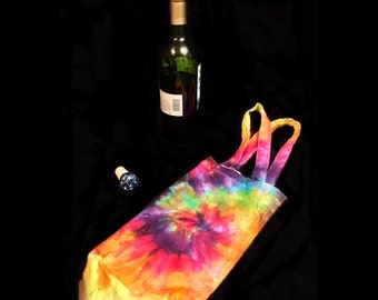 Galaxy Glass Wine Stopper Bottle Cork and Ice-Dyed Wine Bottle Tote/Holder Set Rainbow Spiral Rubber Hand Blown Glass