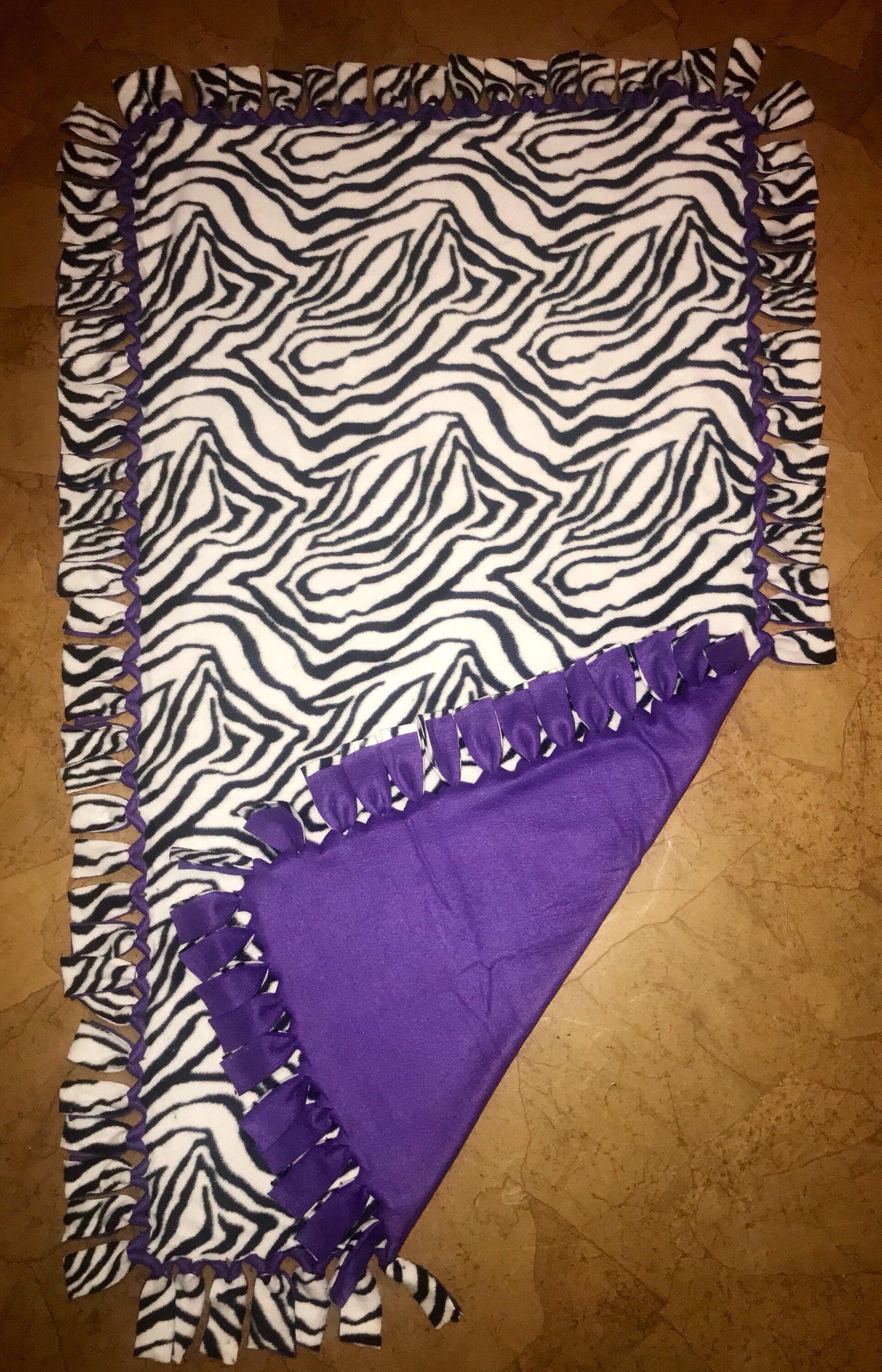 Zebra Purple Throw Blanket Fleece Brand New Baby Handmade Etsy