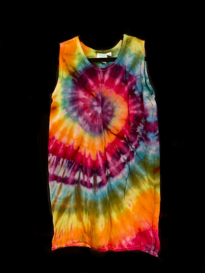 Tie-Dye Toddler Dress 4 Hand Dyed Ice Dyed Rainbow Spiral Tunic