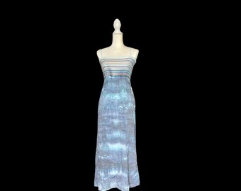 Tie-Dye Women's Spaghetti Strap Dress Size XS Blue Splatter Hand Dyed Ice-Dye Forever 21 Maxi