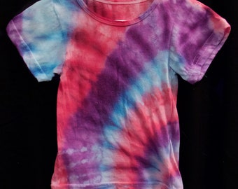 Tie-Dye T Shirt Size 4T (fits like a 2T) Purple Blue, Pink Corner Spiral Ice-Dyed Hand Dyed Toddler Girls