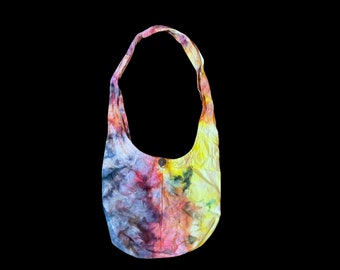 Tie-Dye Sling Bag Crossbody Boho Purse Hippie Smoke and Fire Colors Orange Yellow Grey Large Tie Dye Ice Dye Shopping